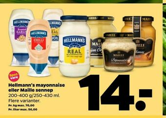 Netto Hellmann's mayonnaise eller Maille sennep tilbud
