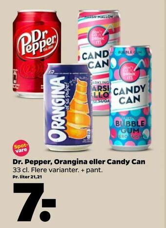 Dr. Pepper, Orangina eller Candy Can