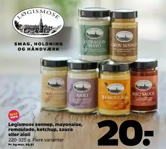 Netto Løgismose sennep, mayonaise, remoulade, ketchup, sauce eller aioli tilbud