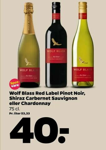 Netto Wolf Blass Red Label Pinot Noir, Shiraz Carbernet Sauvignon eller Chardonnay tilbud