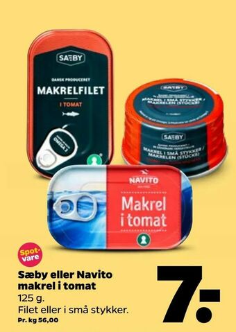 Netto Sæby eller Navito makrel i tomat tilbud