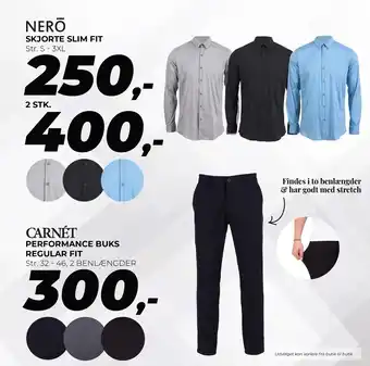 Nero skjorte slim fit el. carnét performance buks regular fit