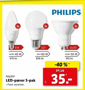 LED-pærer 3-pak