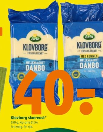 Coop 365 Klovborg skæreost danbo mellemlagret tilbud