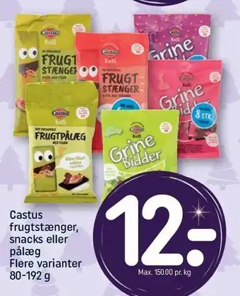 REMA 1000 Castus frugtstænger, snacks el. pålæg tilbud