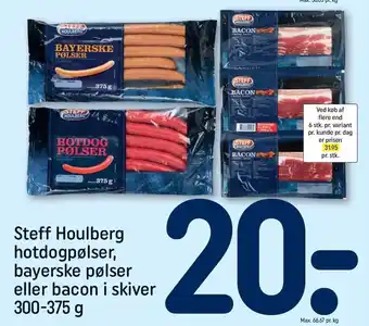 REMA 1000 Steff houlberg hotdogpølser, bayerske pølser el. bacon i skiver tilbud