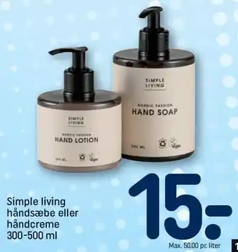 REMA 1000 Simple living håndsæbe el. håndcreme tilbud