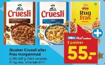Quaker cruesli el. fras morgenmad