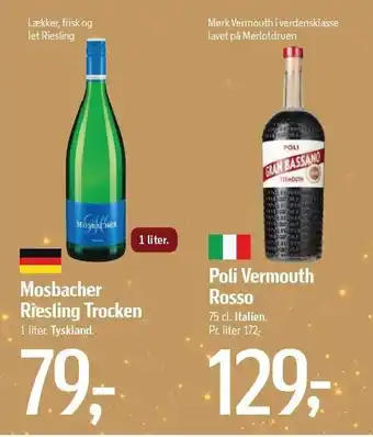 Føtex Mosbacher riesling trocken el. poli vermouth rosso tilbud
