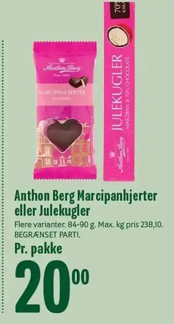 Min Købmand Anthon berg marcipanhjerter el. julekugler tilbud