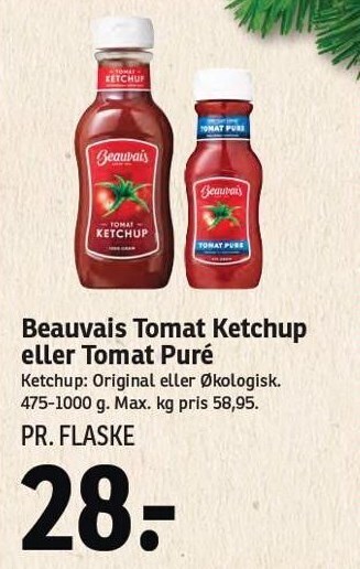 SPAR Beauvais tomat ketchup eller tomat puré tilbud