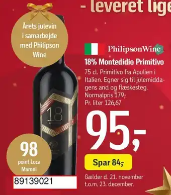 Føtex 18% Montedidio Primitivo tilbud