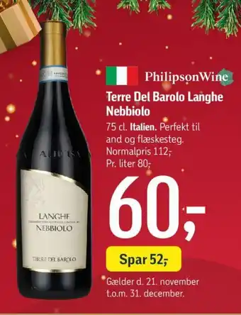 Føtex Terre del Barolo Langhe Nebbiolo tilbud