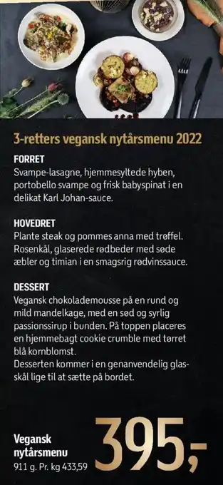 3-Retters Vegansk Nytårsmenu 2022