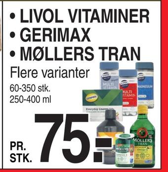 ABC Lavpris Livol vitaminer • gerimax • møllers tran tilbud
