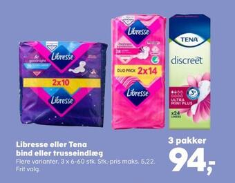 Kvickly Libresse eller tena bind eller trusseindlæg tilbud