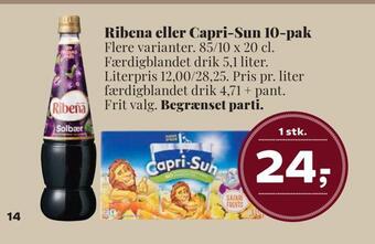 Dagli'Brugsen Ribena eller capri-sun tilbud