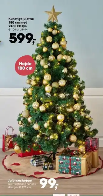 Kvickly Kunstigt juletræ 180 cm med 240 led lys tilbud