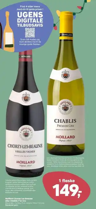 Kvickly Moillard chorey les beaune eller chablis 1'er cru tilbud