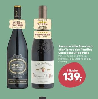 SuperBrugsen Amarone villa annaberta eller terres des pontifes chateauneuf-du-pape tilbud