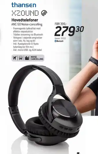 Thansen Hovedtelefoner anc-50 noise-cancelling tilbud