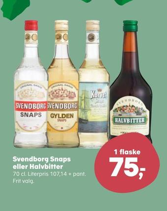 SuperBrugsen Svendborg snaps eller halvbitter tilbud