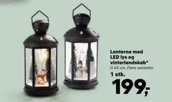 Kvickly Lanterne med led lys og vinterlandskab tilbud
