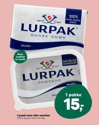 SuperBrugsen Lurpak smør eller smørbar tilbud