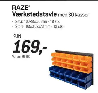 Værkstedstavle med 30 kasser