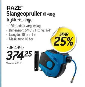 Slangeopruller til væg trykluftslange