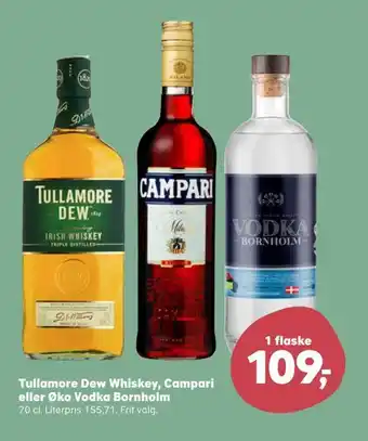 SuperBrugsen Tullamore dew whiskey, campari eller øko vodka bornholm tilbud
