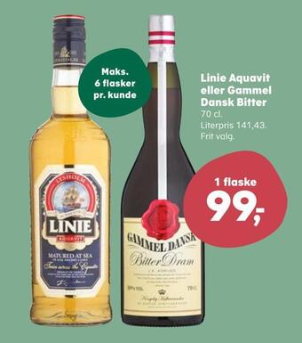 SuperBrugsen Linie aquavit eller gammel dansk bitter tilbud
