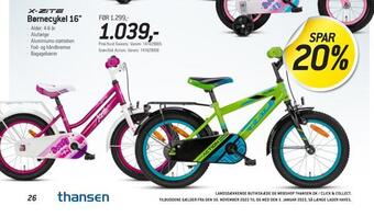 Thansen Børnecykel 16" tilbud