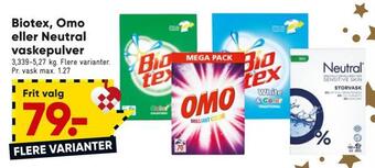 Bilka Biotex, omo eller neutral vaskepulver tilbud