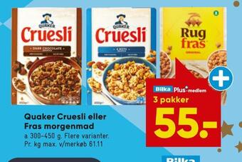 Bilka Quaker cruesli eller fras morgenmad tilbud