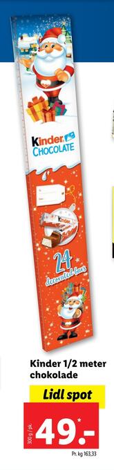 Lidl Kinder 1/2 meter chokolade tilbud