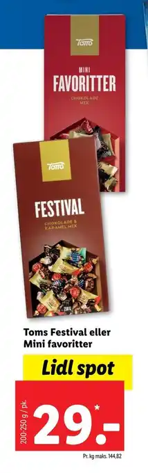 Lidl Toms festival eller mini favoritter tilbud