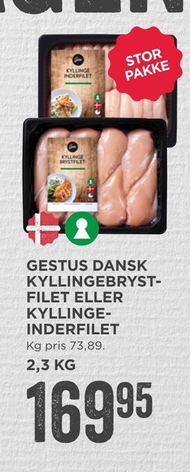 MENY Gestus dansk kyllingebrystfilet eller kyllingeinderfilet tilbud