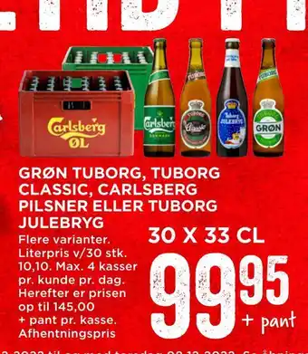 MENY Grøn tuborg, tuborg classic, carlsberg pilsner eller tuborg julebryg tilbud