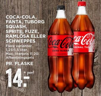 MENY Coca-cola, fanta, tuborg squash, sprite, fuze, ramlösa eller schweppes tilbud