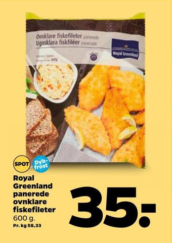 Netto Royal greenland panerede ovnklare fiskefileter tilbud