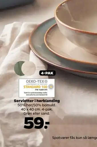 Netto Servietter i hørblanding tilbud