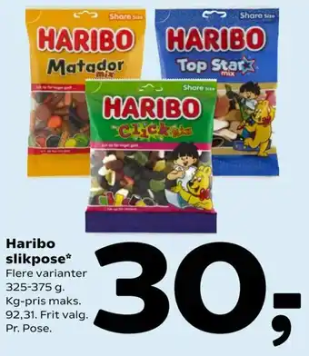 Coop 365 Haribo Slikpose 325-375g tilbud