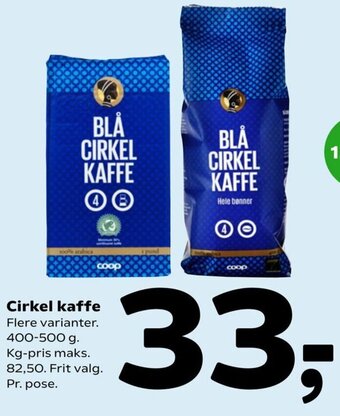 Coop 365 Cirkel Kaffe 400-500g tilbud
