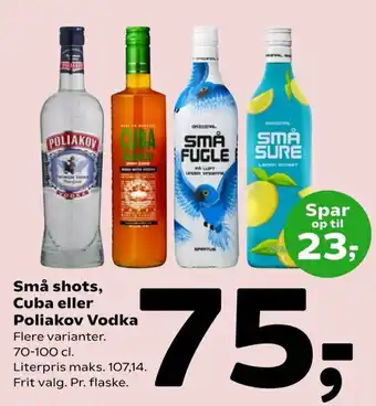 Coop 365 Små Shots, Cuba Eller Poliakov Vodka 100-100cl tilbud