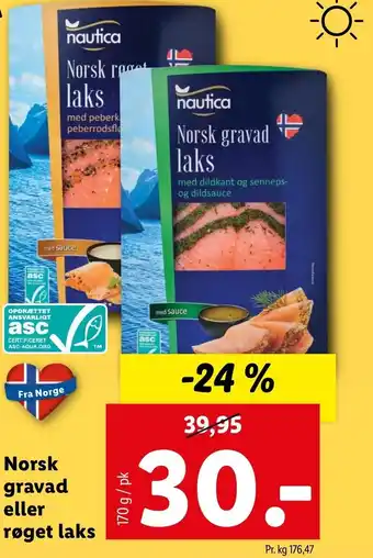 Lidl Norsk Gravad Eller Røget Laks 170g tilbud