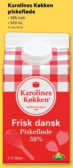 Lidl Karolines Køkken Piskefløde 500ml tilbud