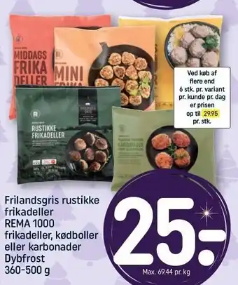 REMA 1000 Frilandsgris rustikke frikadeller, rema 1000 frikadeller, kødboller el. karbonader tilbud