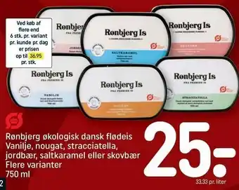 REMA 1000 Rønbjerg økologisk dansk flødeis, flere varianter tilbud