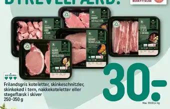REMA 1000 Frilandsgris koteletter, skinkeschnitzler, skinekød i tern, nakkekoteletter el. stegeflæsk i skiver tilbud